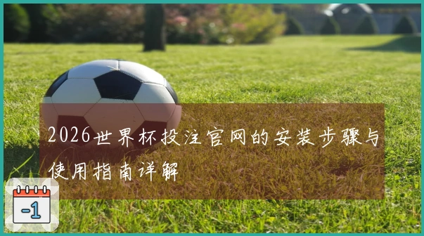 2026世界杯投注官网的安装步骤与使用指南详解